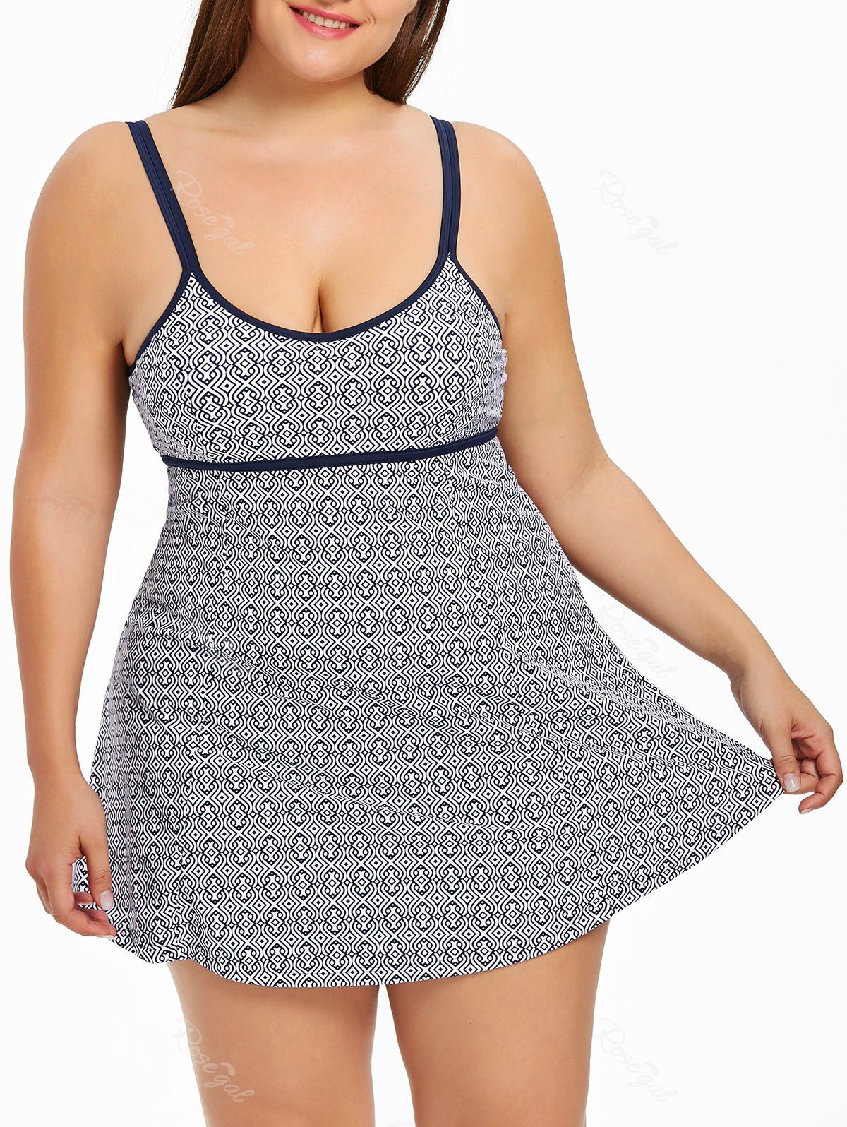 Underwire Plus Size Print Skirted Swimsuit Off Rosegal