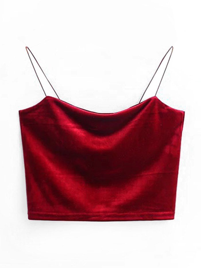 

Cami Velvet Cropped Tank Top, Wine red