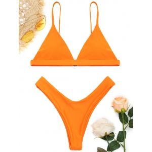

Spaghetti Straps Soft Pad Thong Bikini Set, Orange