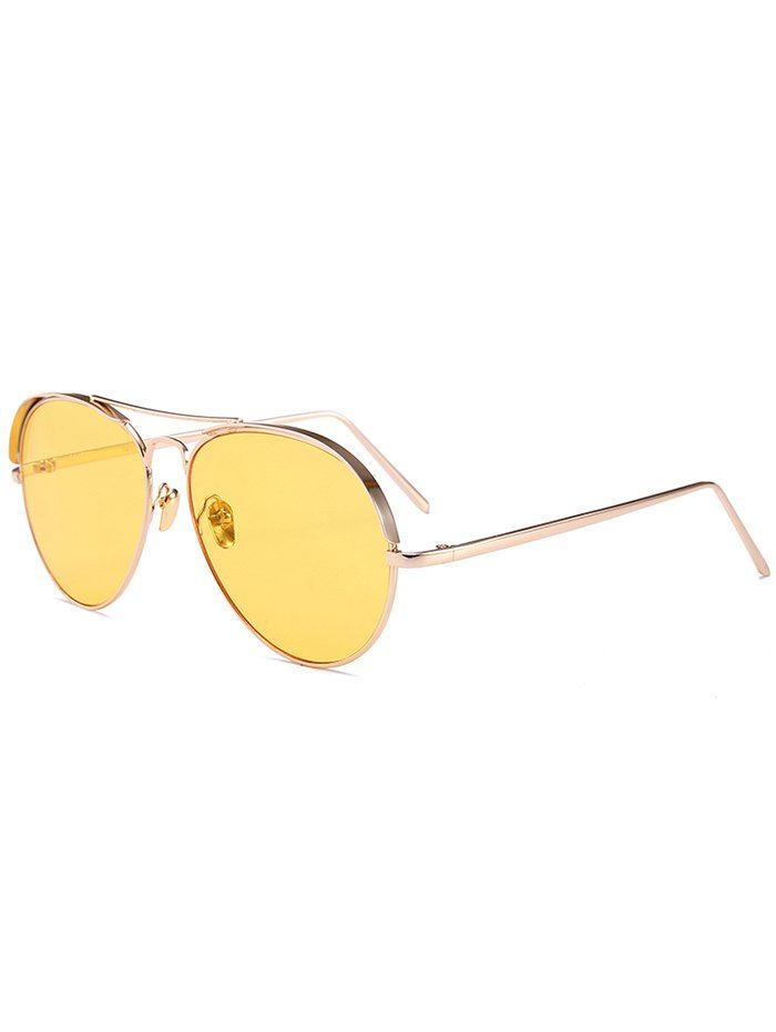 

Anti UV Metal Frame Crossbar Embellished Pilot Sunglasses, Light yellow