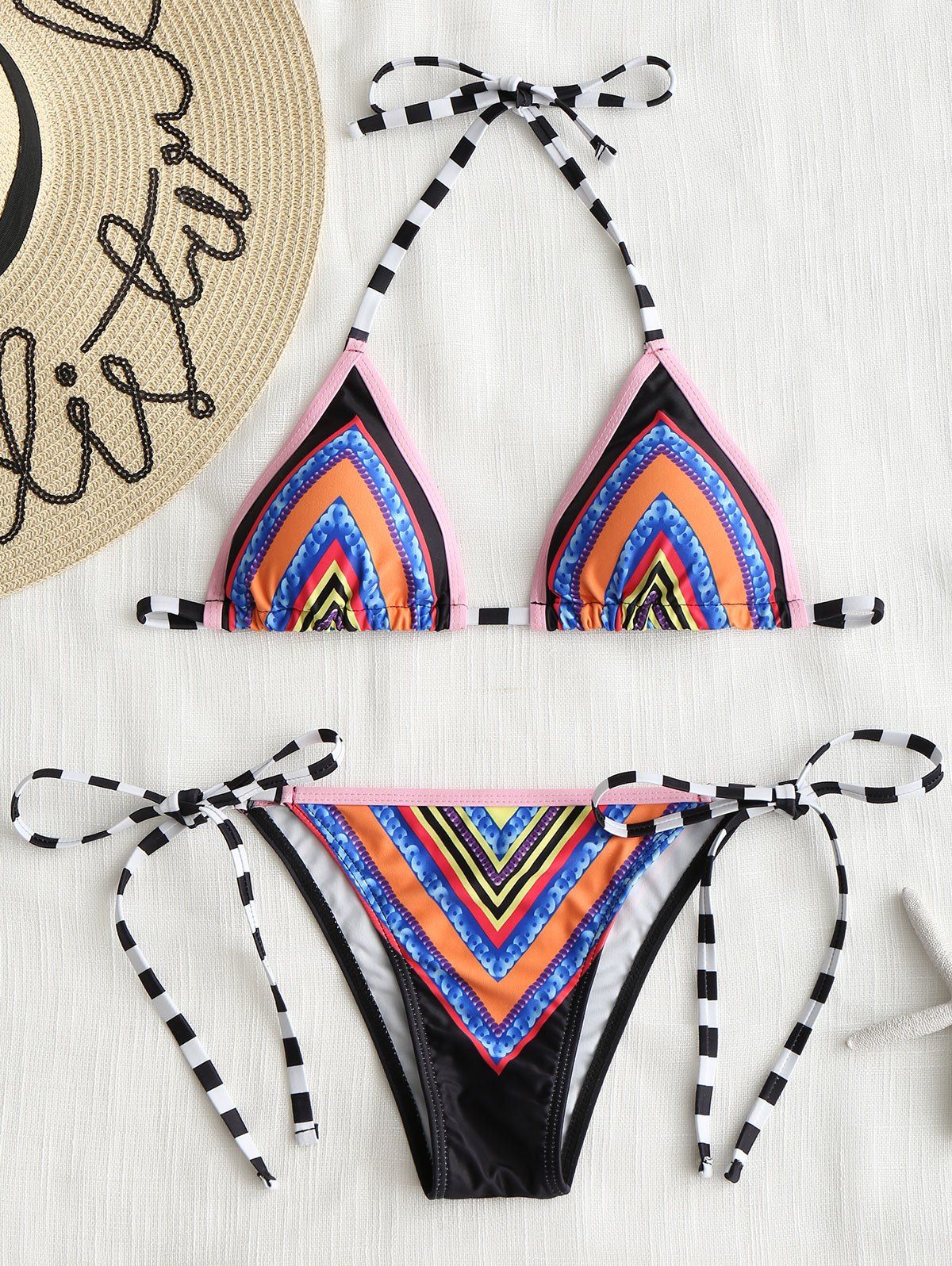 Off Print Micro String Bikini Set Rosegal