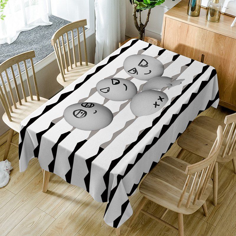 

Egg Emoticon Print Fabric Waterproof Table Cloth, Gray