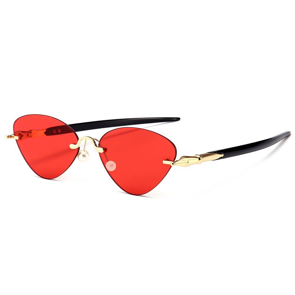 

Rimless Straight Legs Cat Eye Sunglasses, Red