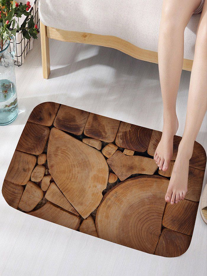 Irregular Wood Blocks Print Flannel Nonslip Bath Rug, Wood color 
Irregular Wood Blocks Print Flannel Nonslip Bath Rug, Wood color