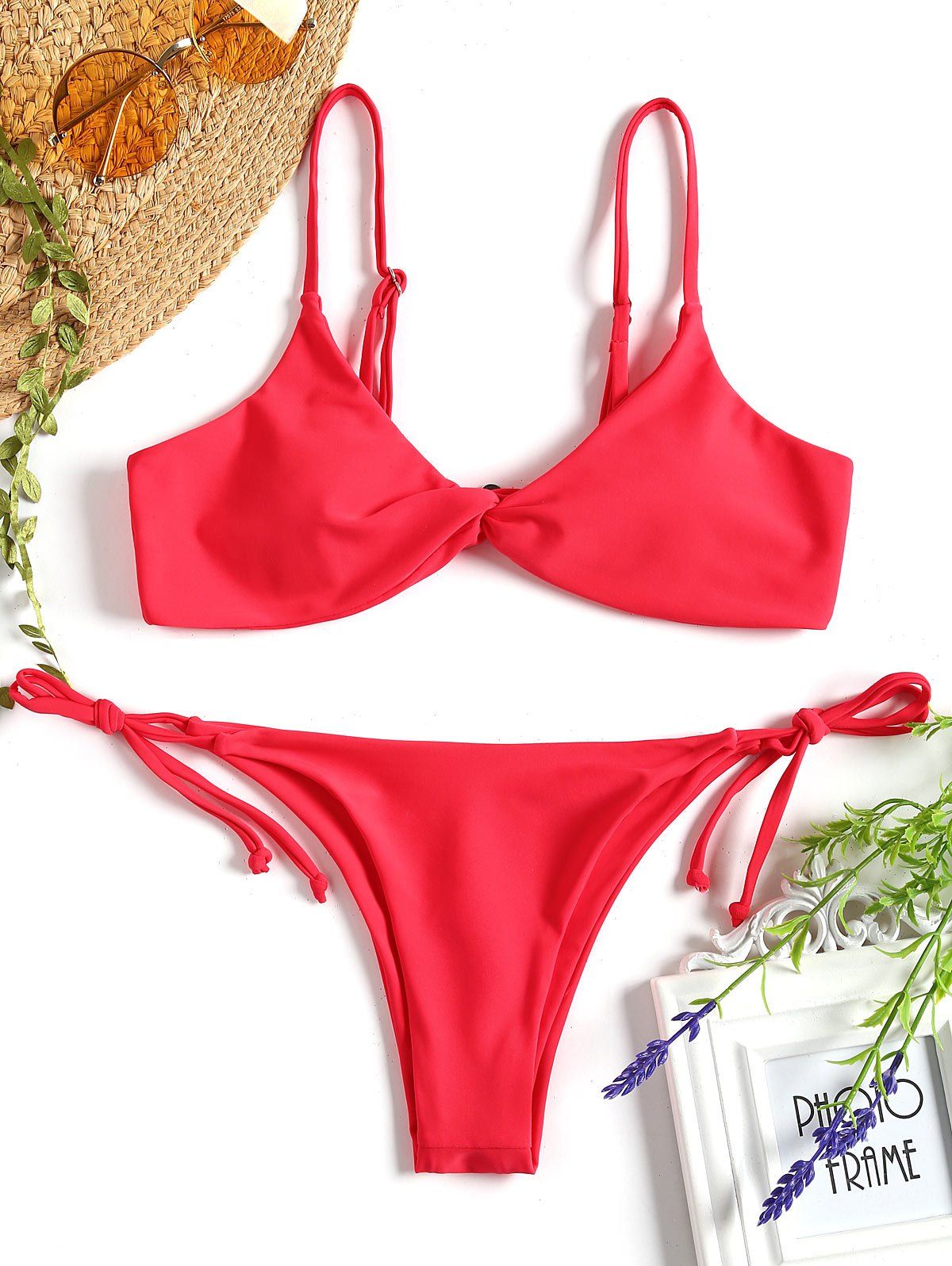 OFF Twist Front String Bikini Set Rosegal