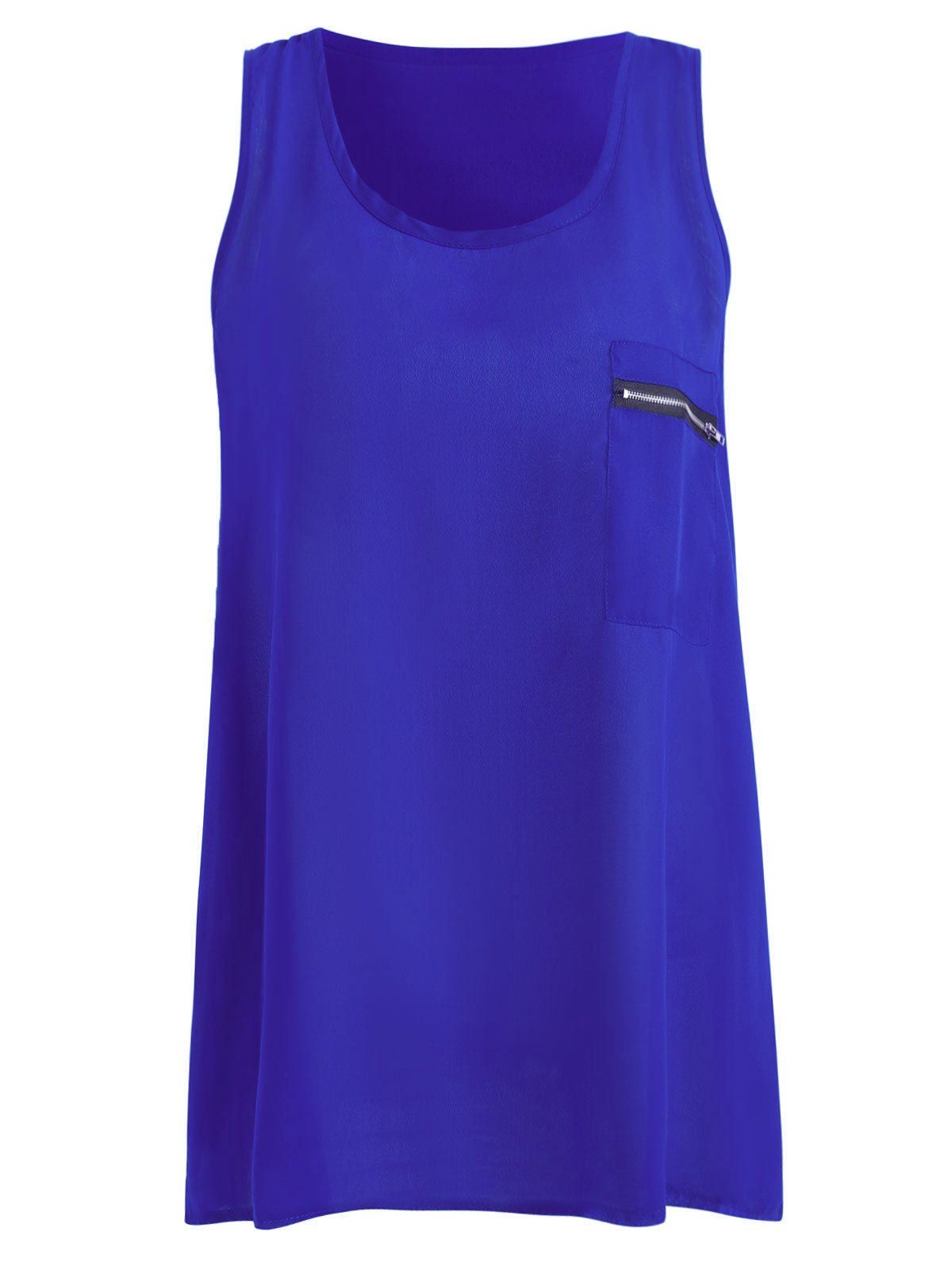 Summer Plus Size Chiffon Tank Top, Blue