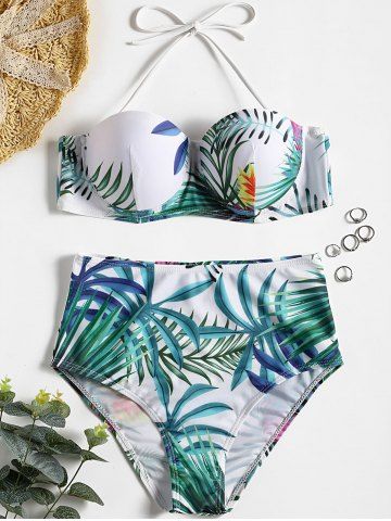 Off Underwire Tropical Print Bikini Set Rosegal