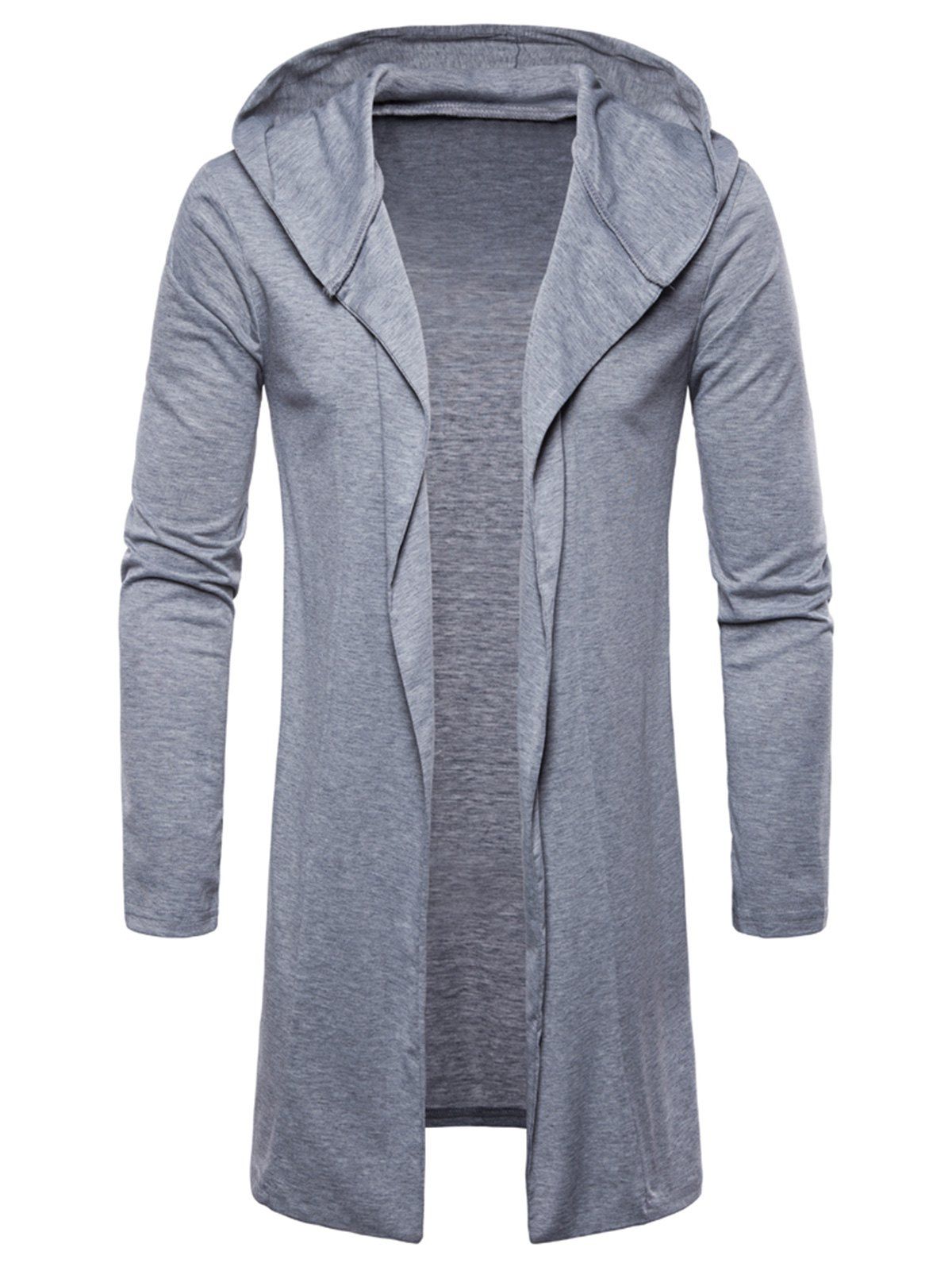 Long Sleeve Open Front Hooded T-shirt, Gray cloud