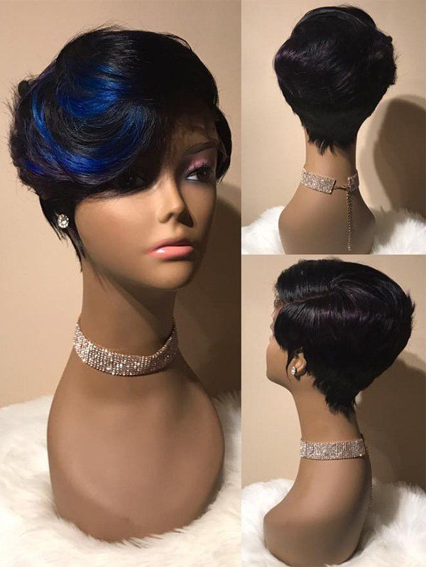 

Short Side Bang Colormix Layered Straight Synthetic Wig, Multi