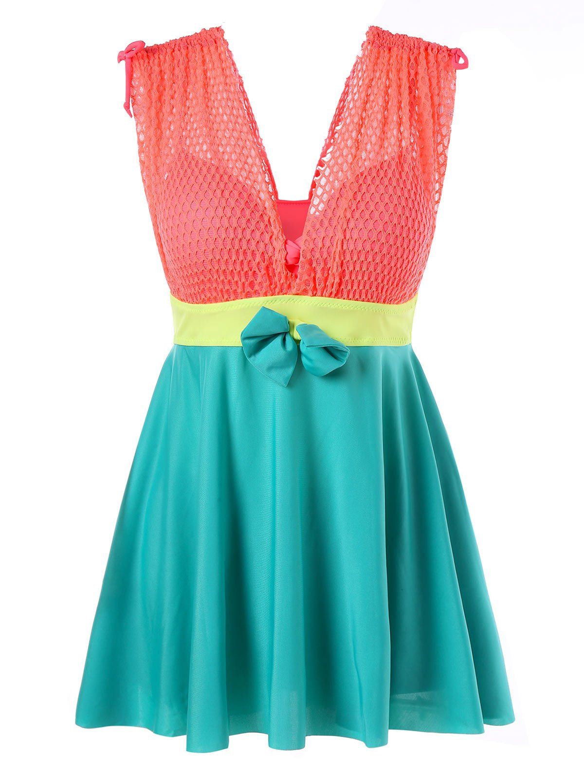 One Piece Mesh Panel Skirted Swimwear, Orange
One Piece Mesh Panel Skirted Swimwear, Orange