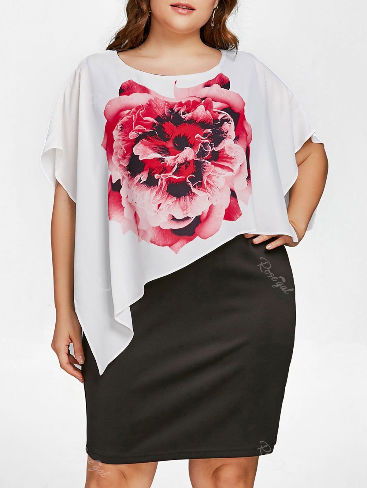 Plus Size Floral Capelet Dress, Milk white
Plus Size Floral Capelet Dress, Milk white