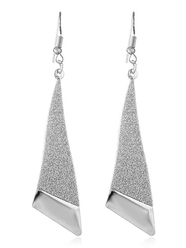 

Two Tone Metal Triangle Hook Earrings, Silver
