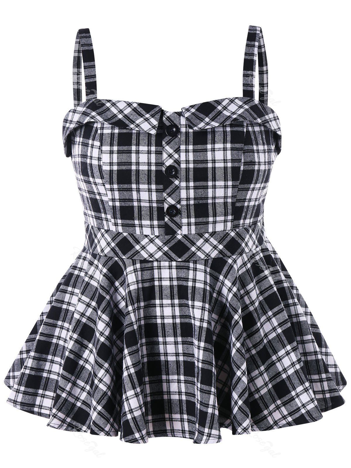 40 OFF Plus Size Plaid Peplum Tank Top Rosegal