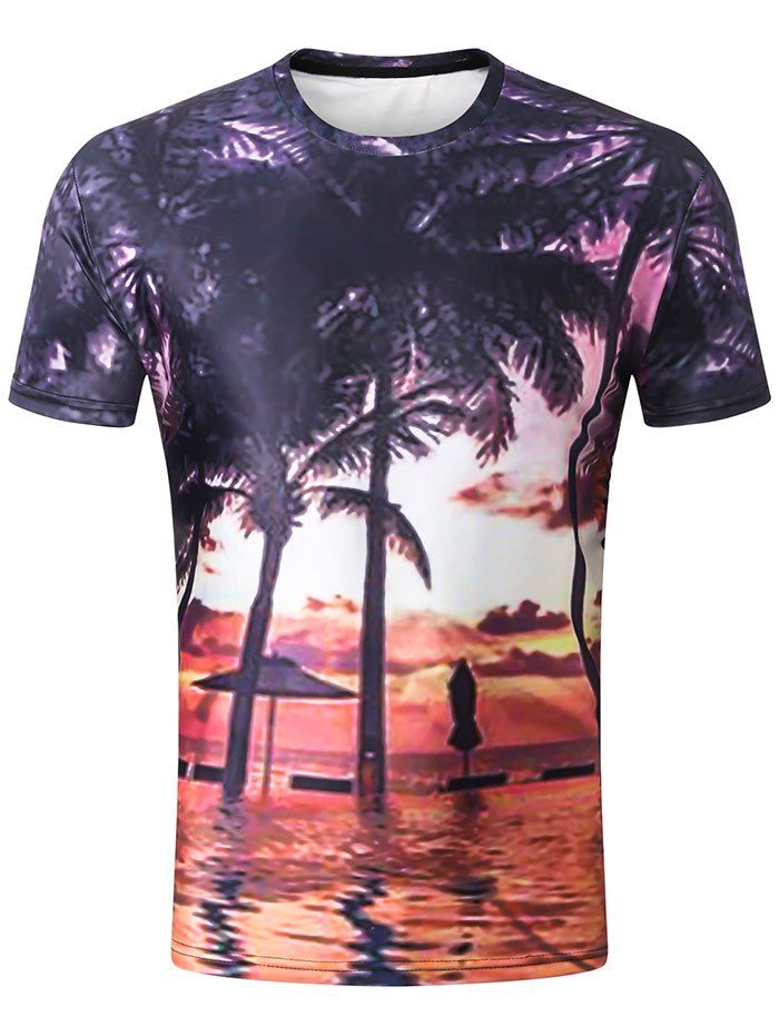 Coconut Tree Print Hawaiian Tee, Multi