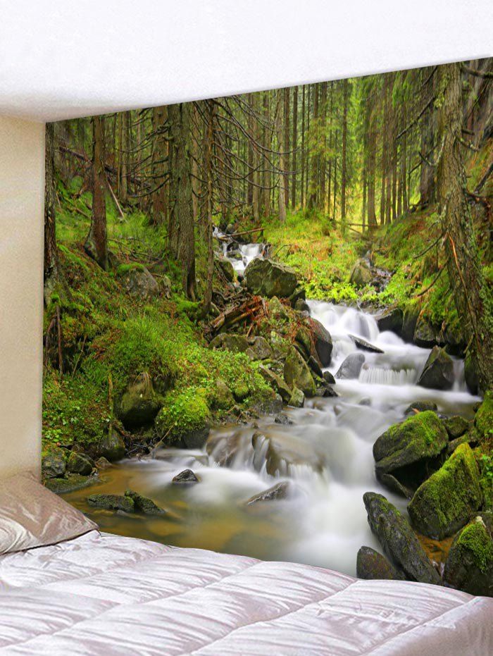 Forest Stream Printed Tapestry Wall Hanging Decoration, Venom green 
Forest Stream Printed Tapestry Wall Hanging Decoration, Venom green