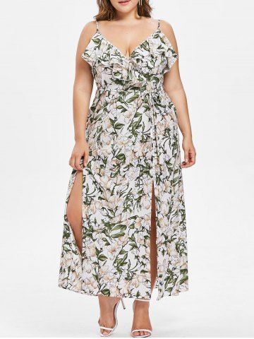 Plus Size Hawaiian Cold Shoulder Maxi Dress Rosegal