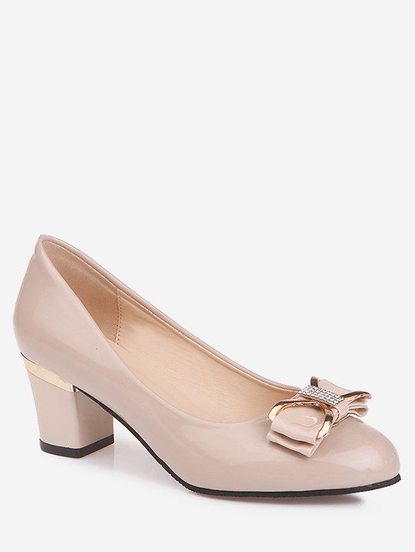 Plus Size Block Heel Bowknot Casual Party Pumps, Apricot
Plus Size Block Heel Bowknot Casual Party Pumps, Apricot