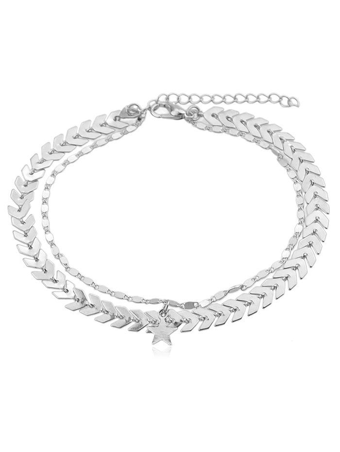 

Layered Star Arrow Chain Anklet, Silver