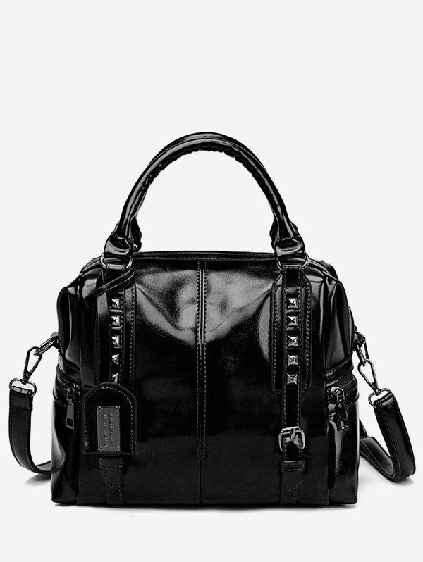 

Retro Rivet PU Leather Daily Dating Handbag, Black