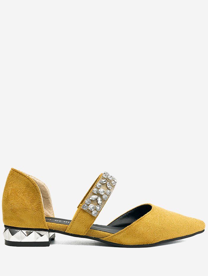 Crystal Decoration Pointed Toe Low Heel Flats, Yellow
Crystal Decoration Pointed Toe Low Heel Flats, Yellow