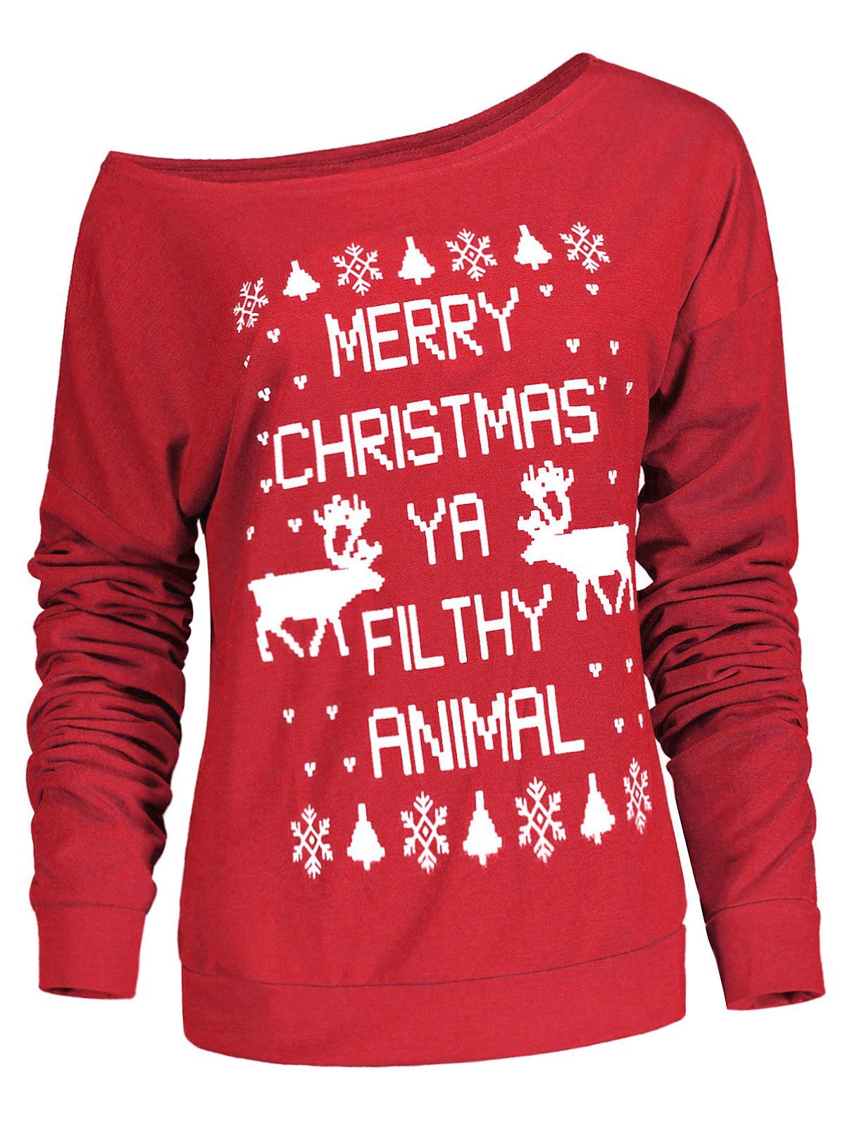 Fresh Style Letter and Snowflake Print Pullover Christmas Sweatshirt For Women, Red
Fresh Style Letter and Snowflake Print Pullover Christmas Sweatshirt For Women, Red