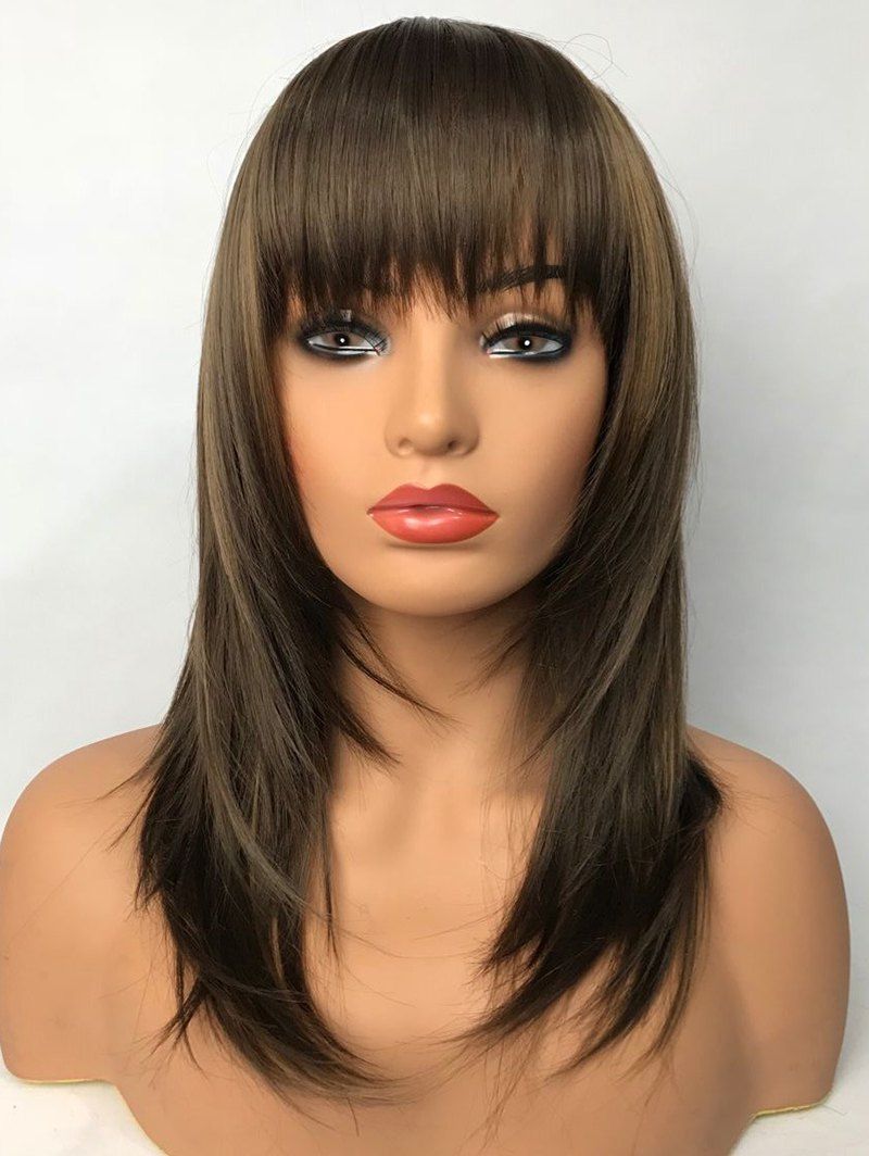Full Bang Long Straight Party Capless Synthetic Wig, Multi 
Full Bang Long Straight Party Capless Synthetic Wig, Multi
