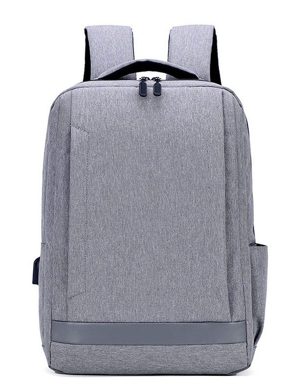 

USB Charging Port Linen School Backpack, Gray