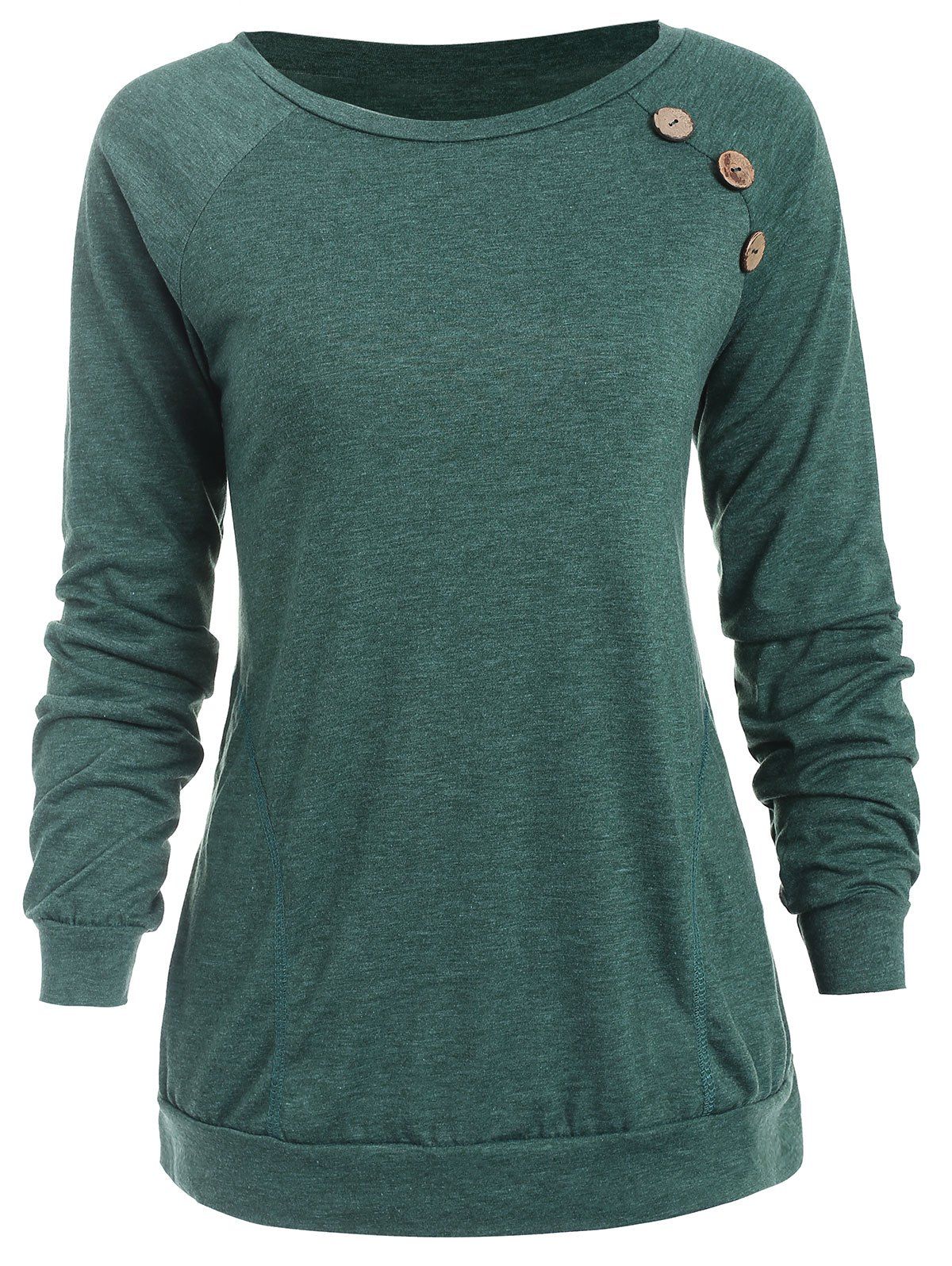 Buttons Embellished Long Sleeve T Shirt 41 OFF Rosegal