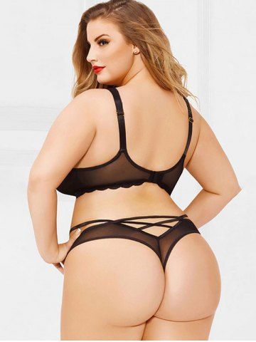Plus Size Lingerie Lace Panel Sheer Top Set, Black
Plus Size Lingerie Lace Panel Sheer Top Set, Black
