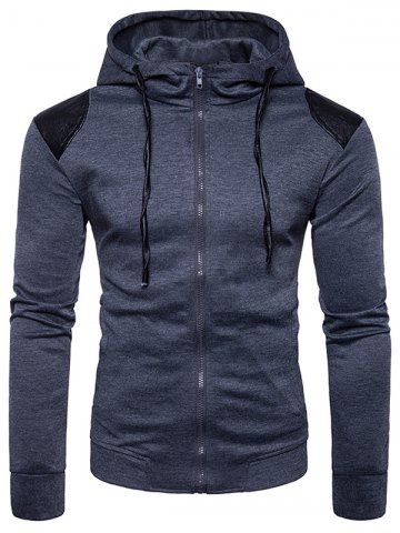 PU Leather Spliced Zip Fly Hoodie, Jet gray
PU Leather Spliced Zip Fly Hoodie, Jet gray