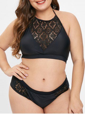 Off Plus Size High Cut Knotted Bikini Set Rosegal