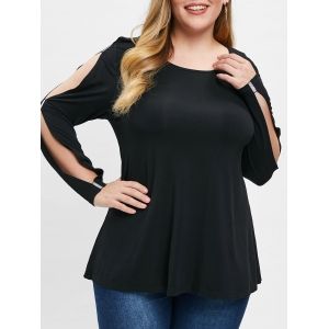 Plus Size Solid Color Round Collar Flare T-shirt, Black
Plus Size Solid Color Round Collar Flare T-shirt, Black