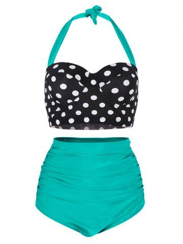 Sexy Halter Polka Dot Spliced Women S Bikini Set Rosegal