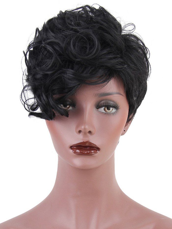 Side Bang Deep Curly Short Solid Synthetic Wig, Black
Side Bang Deep Curly Short Solid Synthetic Wig, Black