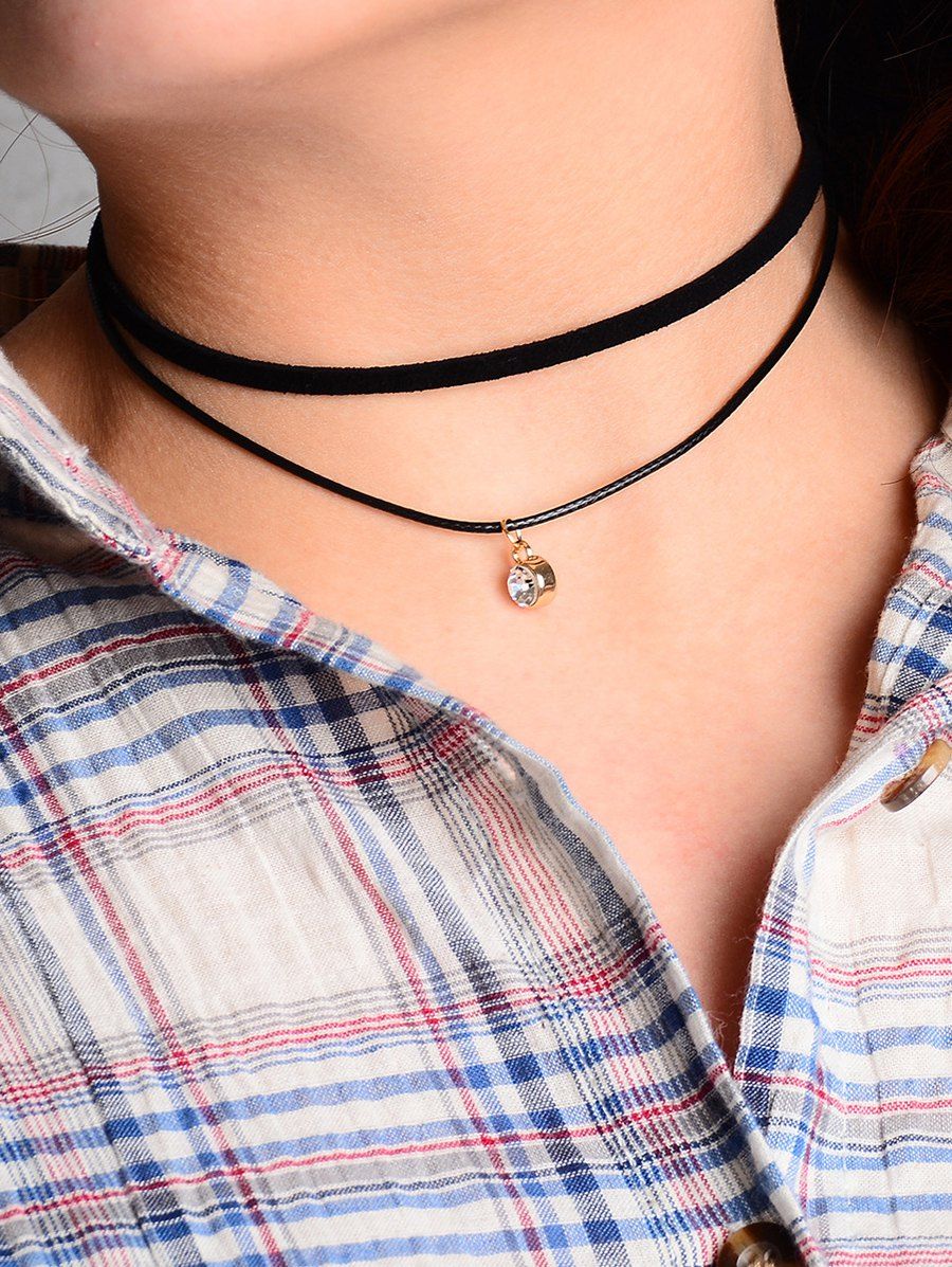 Rhinestone Rope Layered Necklace, Black
Rhinestone Rope Layered Necklace, Black