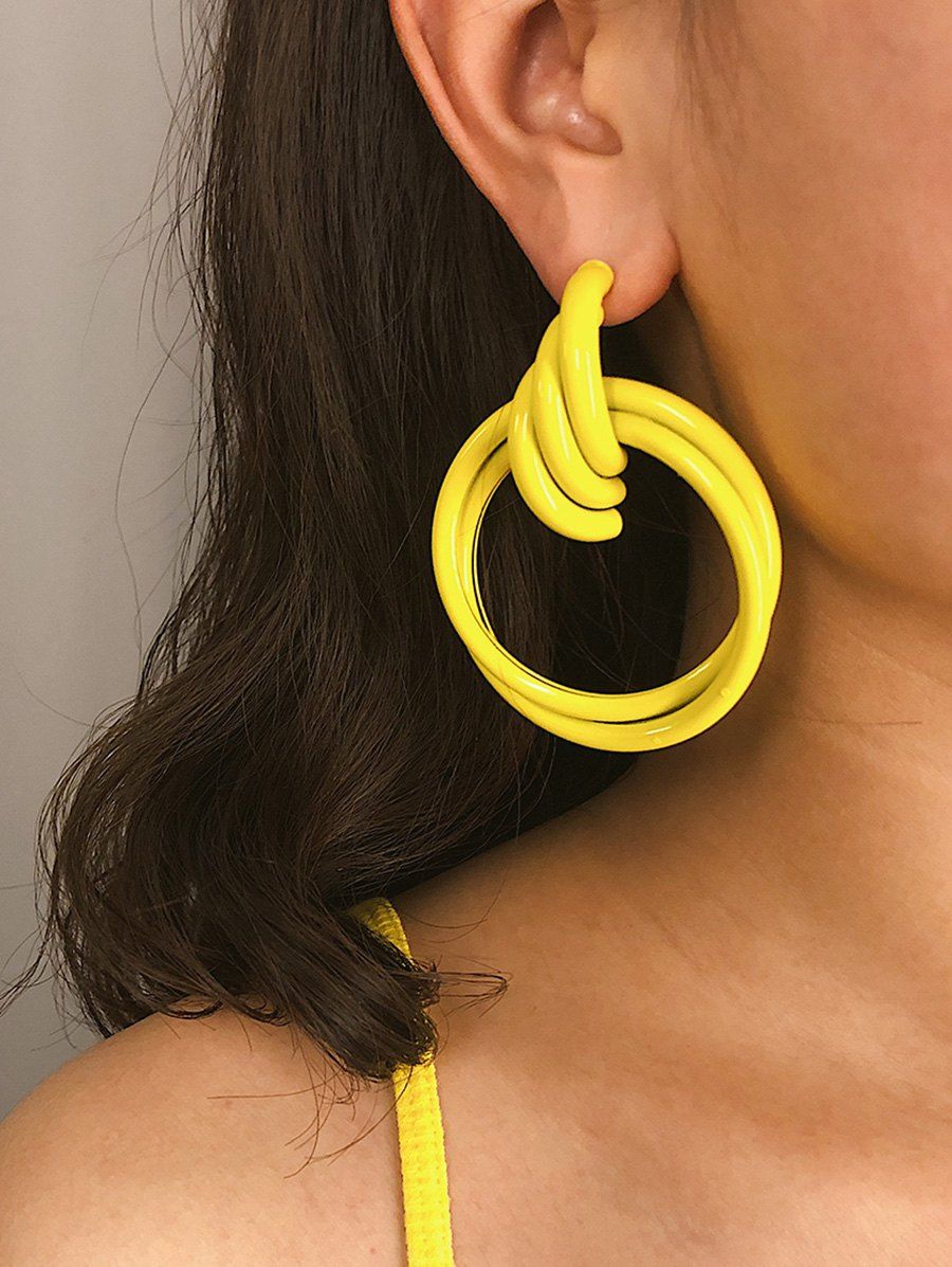 Double Tube Circle Stud Earrings, Yellow
Double Tube Circle Stud Earrings, Yellow