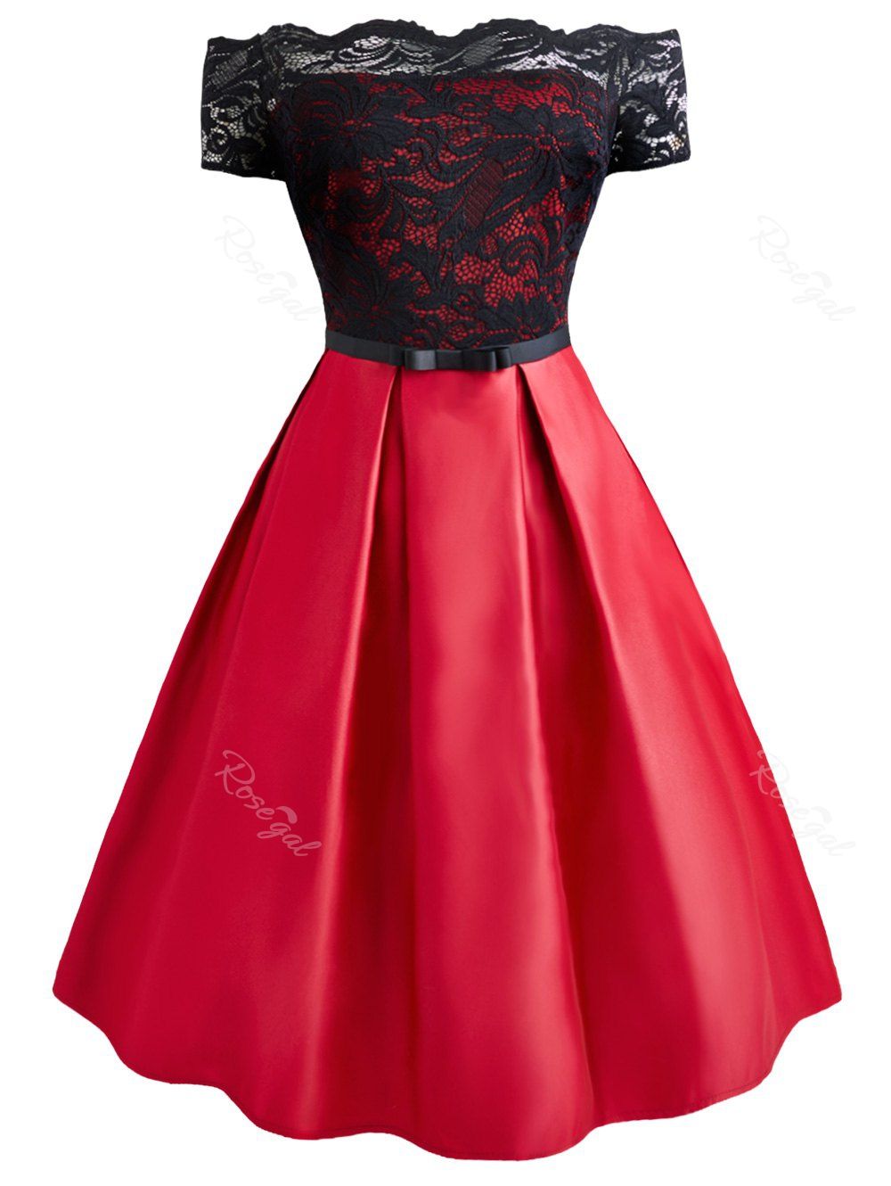 41 Off Plus Size Lace Insert Off Shoulder Pin Up Dress Rosegal