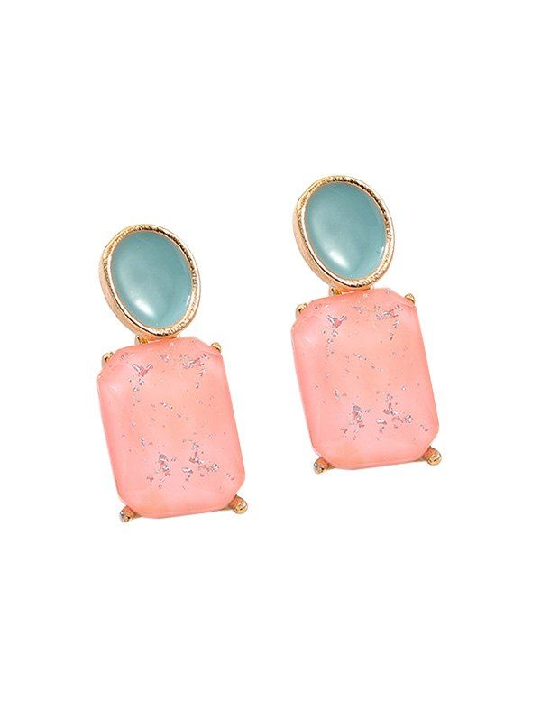 

Acrylic Geometric Oval Earrings, Pink