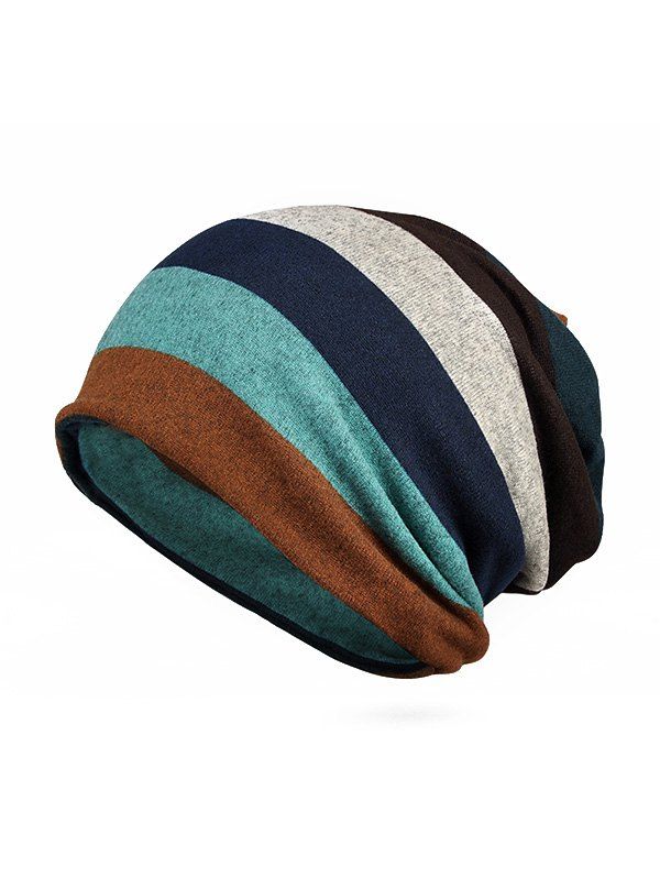 Striped Print Knitted Double Use Scarf Hat, Blue
Striped Print Knitted Double Use Scarf Hat, Blue