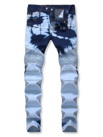 Mens Destroyed Hole Distressed Zipper Fly Nine Minutes Of Jeans Denim Blue Pants