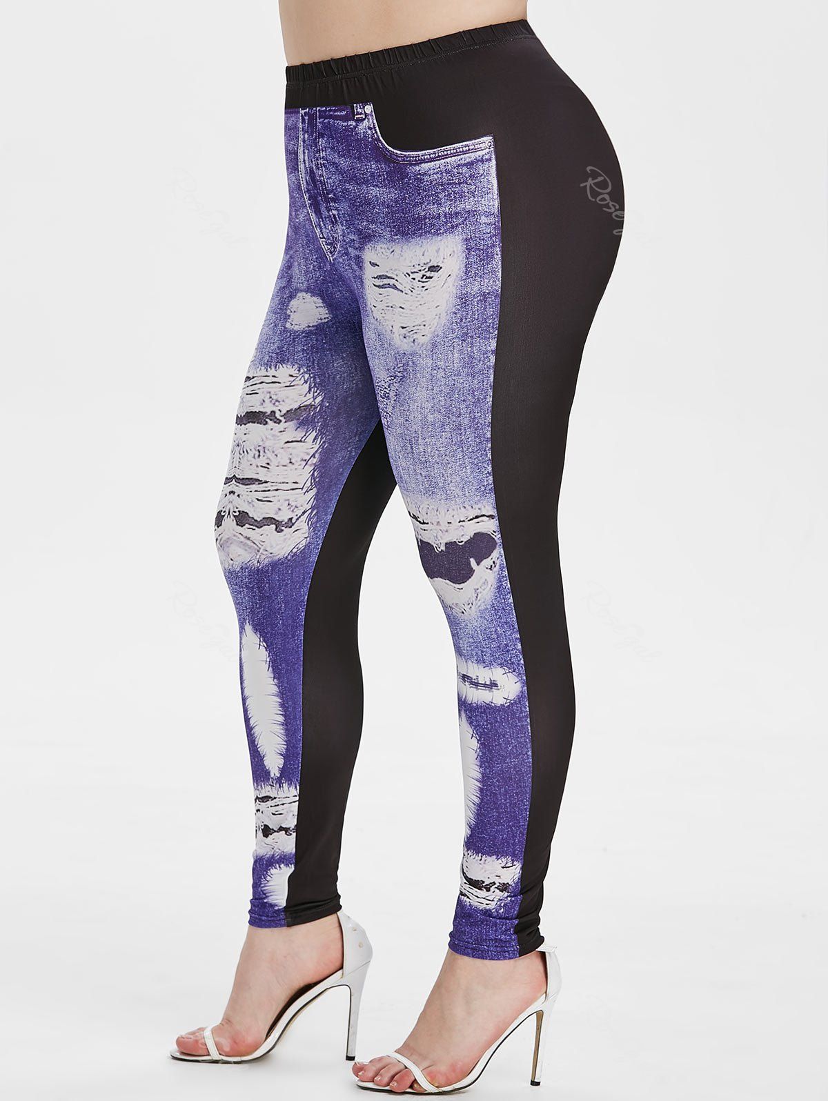 Plus Size 3D Ripped Print Skinny Jeggings, Black
Plus Size 3D Ripped Print Skinny Jeggings, Black