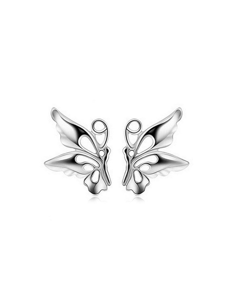 

Butterfly Hollowed Stud Earrings, Silver