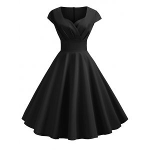 Sweetheart Neck Surplice A Line Dress, Black
Sweetheart Neck Surplice A Line Dress, Black