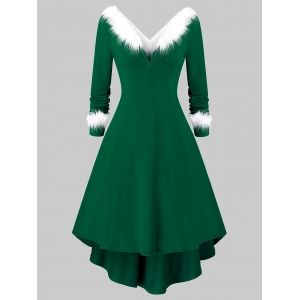 Plus Size Christmas Asymmetrical Faux Fur Panel Knitted Dress, Medium sea green
Plus Size Christmas Asymmetrical Faux Fur Panel Knitted Dress, Medium sea green