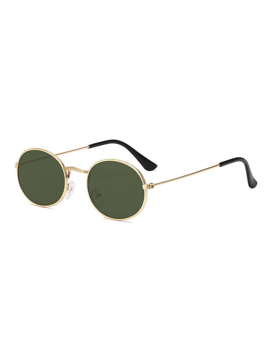

Anti UV Metal Oval Sunglasses, Dark green