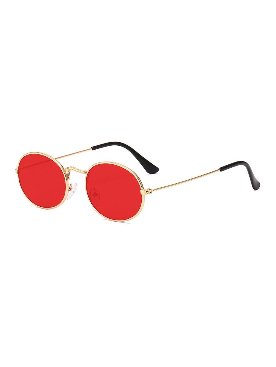 

Anti UV Metal Oval Sunglasses, Red