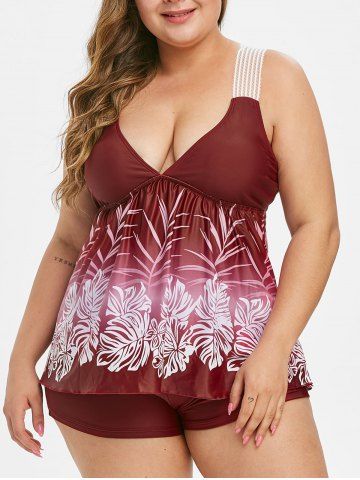 Off Racerback Plus Size Openwork Printed Tankini Rosegal