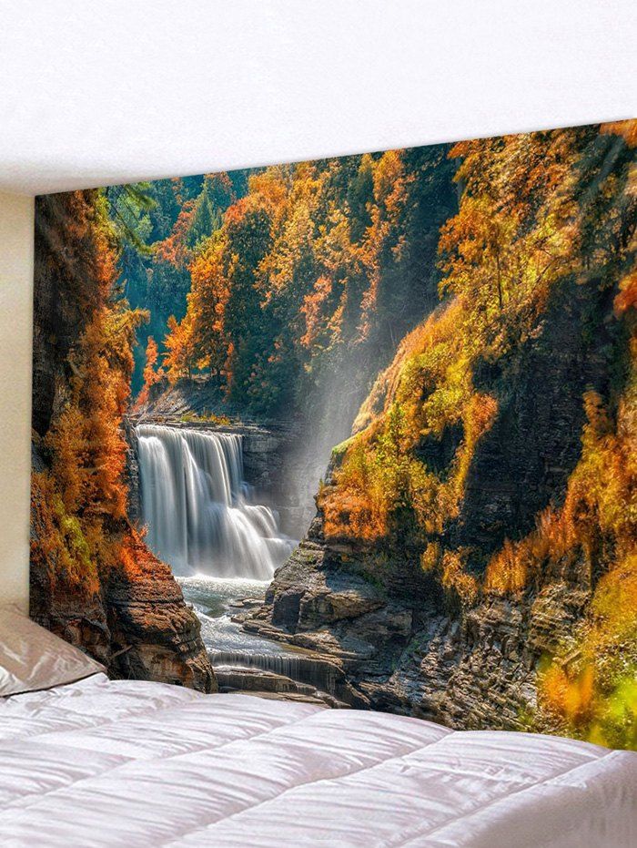

Mountain River Waterfall Print Tapestry Wall Hanging Art Decoration, Multi
