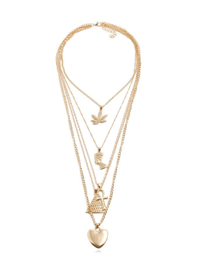 Multilayered Heart Geometric Pendant Necklace, Gold
Multilayered Heart Geometric Pendant Necklace, Gold