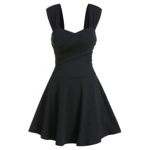 Sleeveless Crossover Mini Flare Dress, Black
Sleeveless Crossover Mini Flare Dress, Black